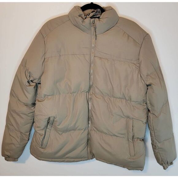 Brave Soul LDN Funnel Neck Puffer Jacket, Color Sand, Size M, MSRP $87 - Picture 1 of 4